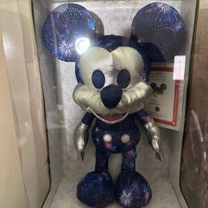 Disney Mickey Mouse Plush with Fireworks and Silver Accents